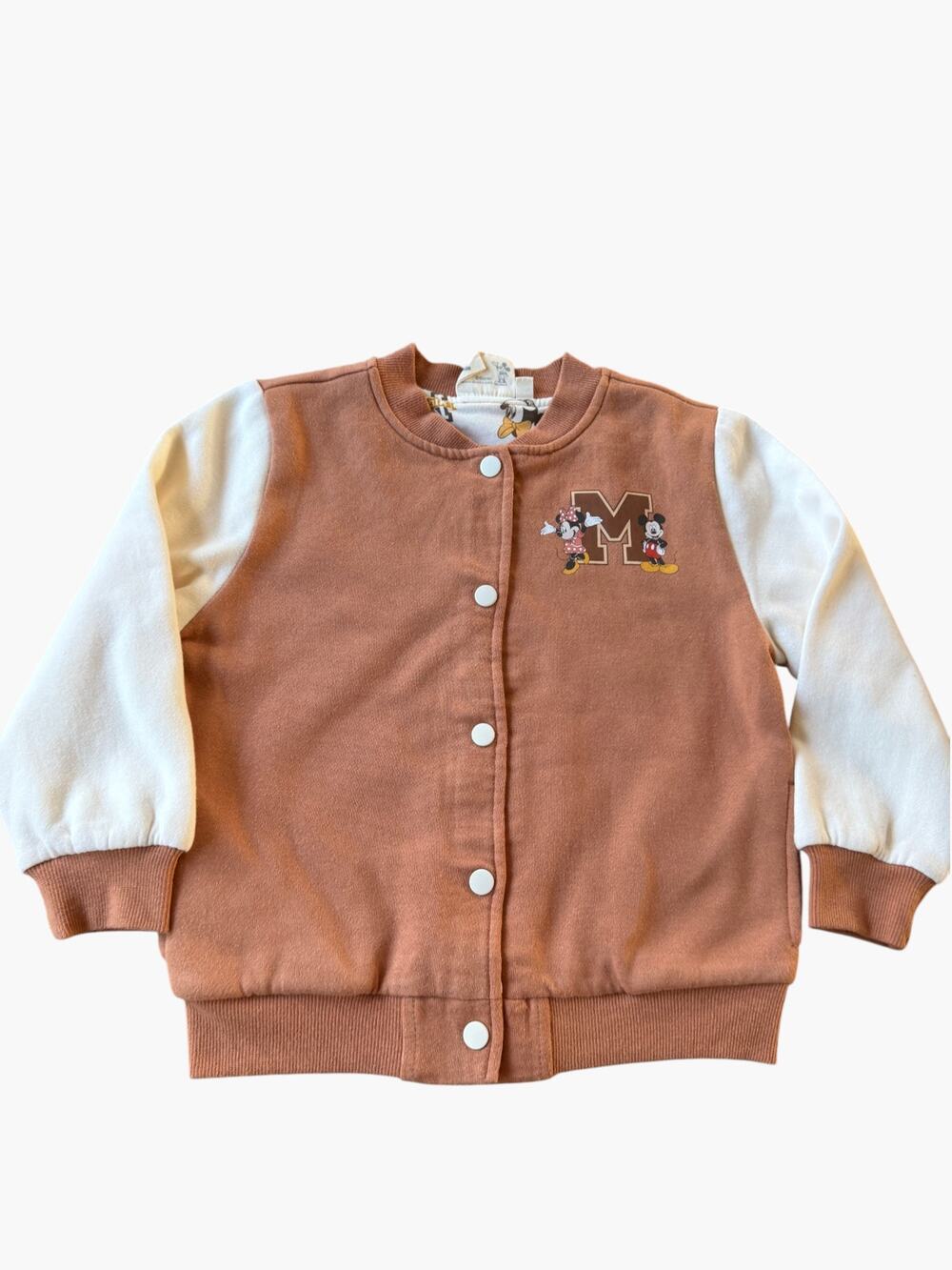 Disney Junior Mickey Minnie Varsity Bomber Jacket Snap Front Unisex Size 5T